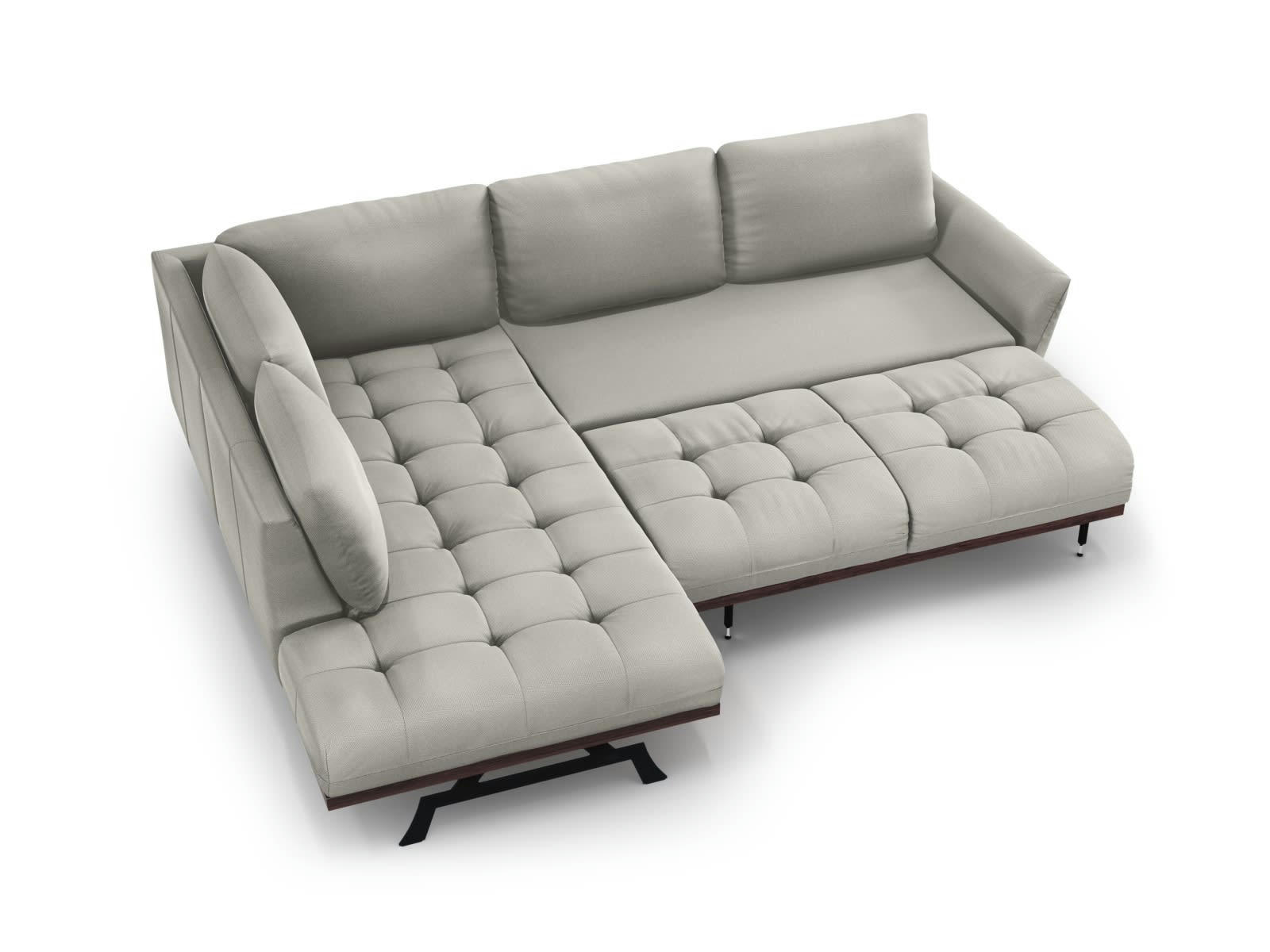 OLIVIER - Canapé d'angle convertible 5 places en tissu structuré gris