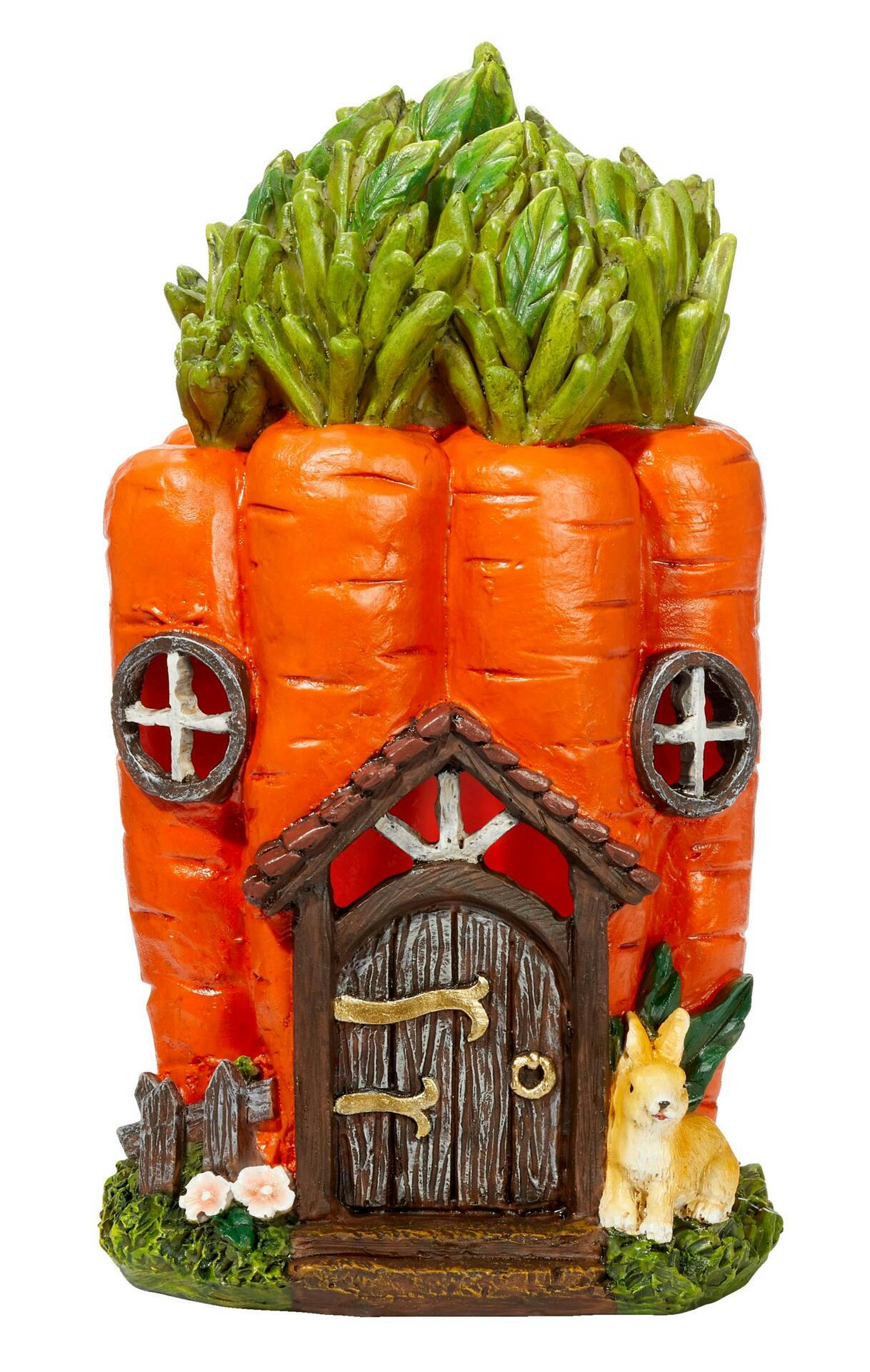 For Living Solar-powered LED Outdoor Decorative Carrot House Garden Statue, 8.9-in