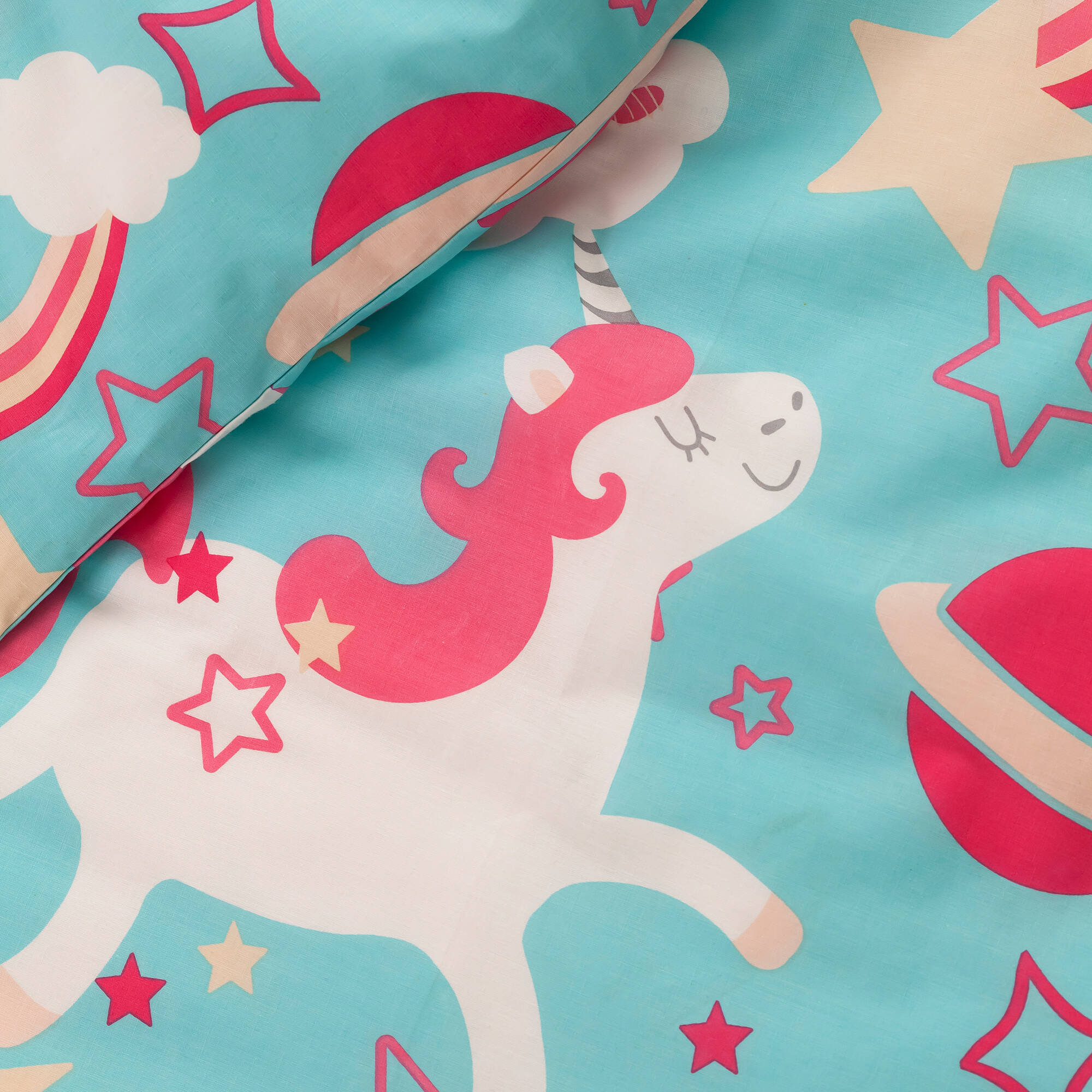 Linge de lit enfant à motif Licorne en coton biologique(**)