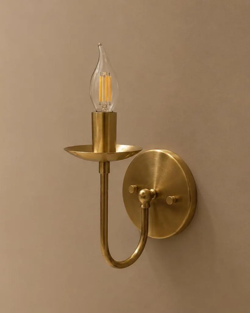 Vintage Candle Wall Sconce – Brass Wall Lamp – European Style Wall Light – Bedroom Lighting