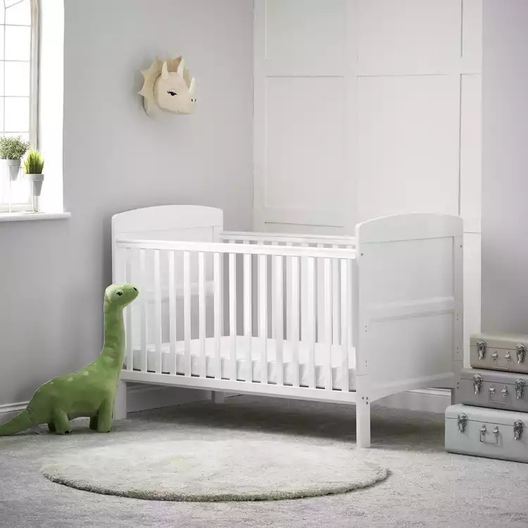 Obaby Grace Cot Bed, Cot Top Changer & Mattress – White
