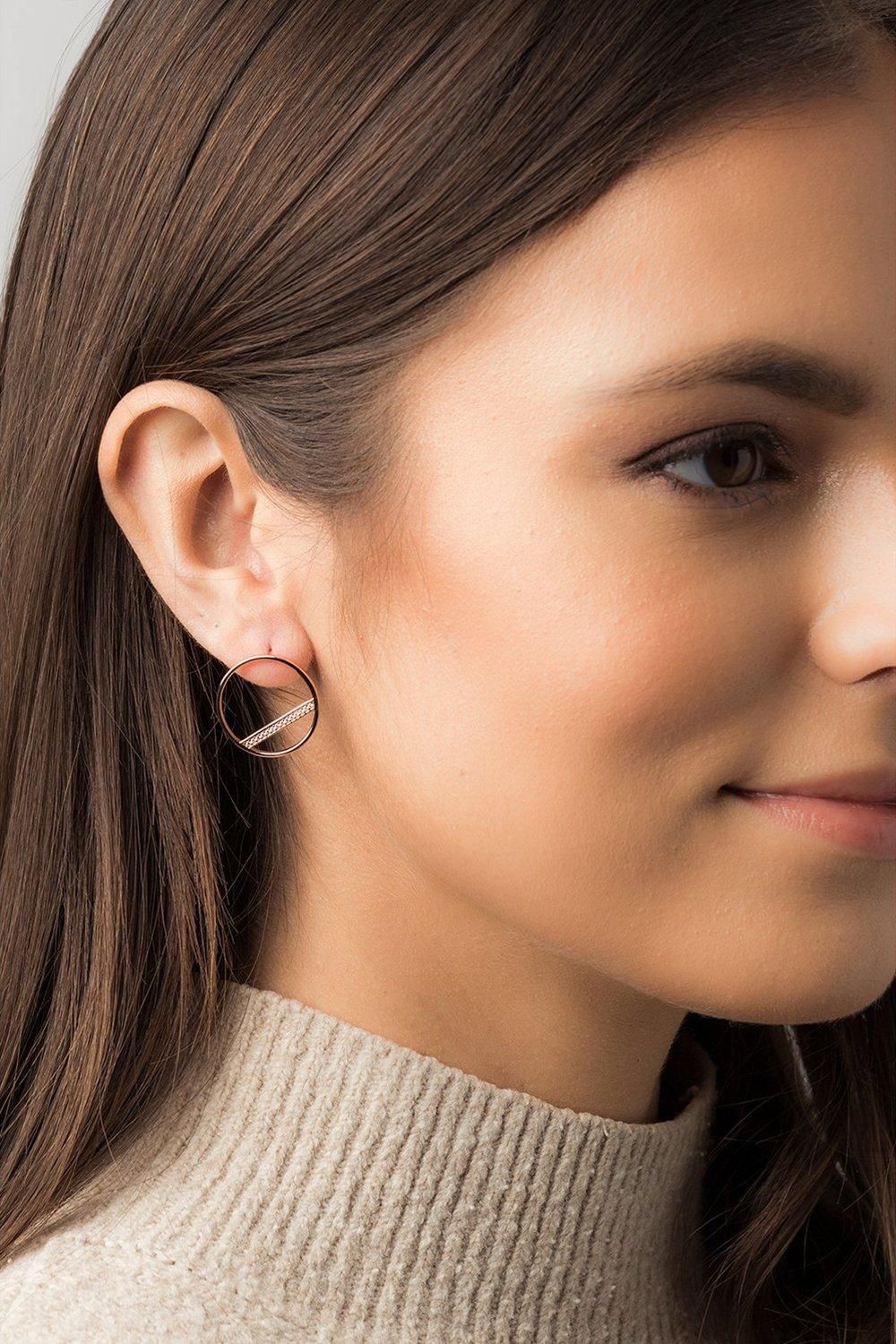 Pure Luxuries London Gift Packaged 'Equinox' 18ct Rose Gold Plated 925 Silver & Cubic Zirconia Earrings