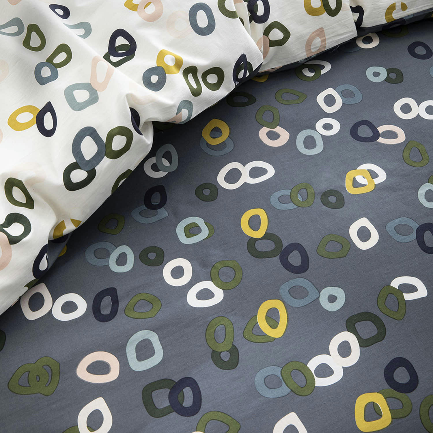 RAMIRO - Parure housse de couette coton gris 240x260 cm