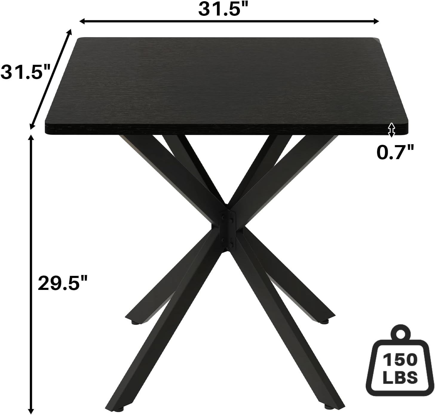 Unovivy 31.5 Small Square Dining Table for 2-4, Space Saving Kitchen Dinner Table, Industrial Compact Modern Dining Room Desk for Kitchen, Apartment, Black