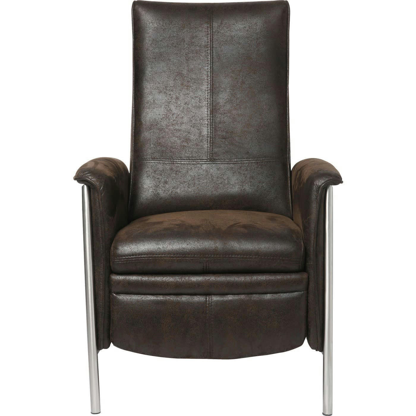 - Fauteuil inclinable marron et acier chromé