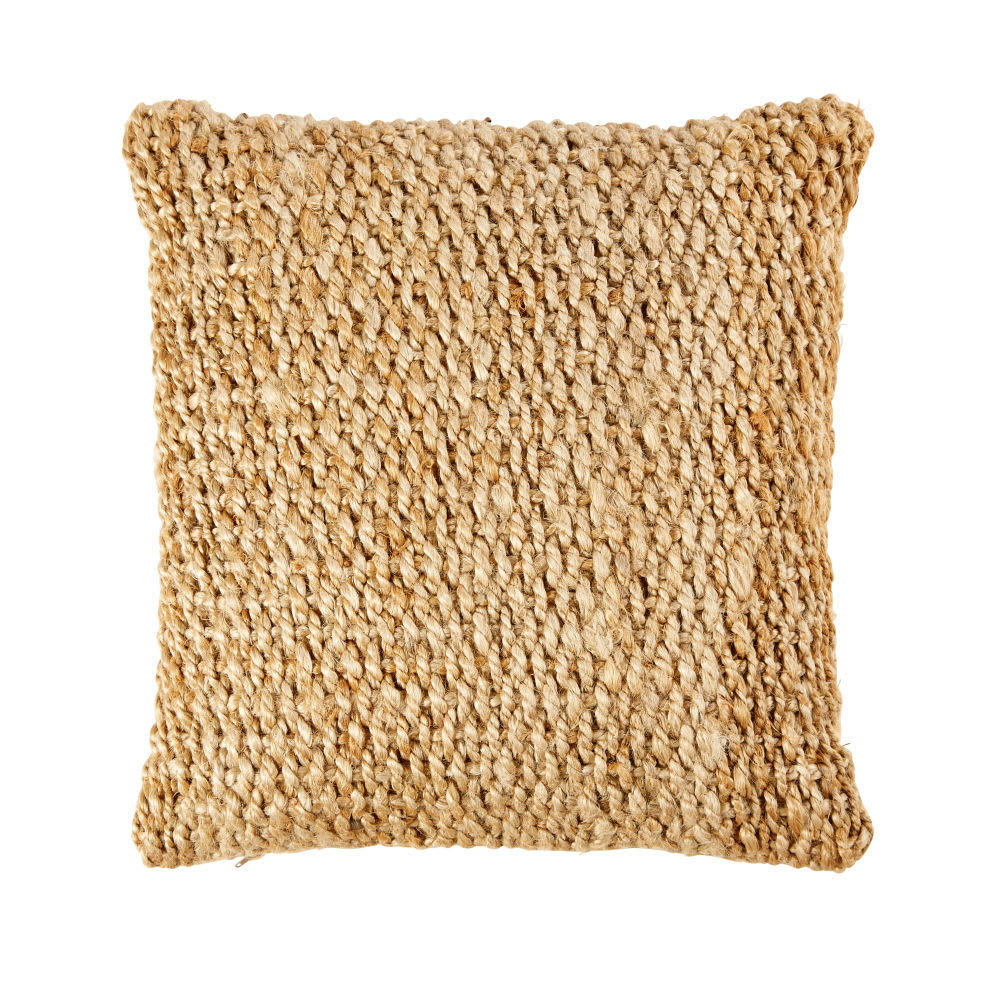 SOLAIRE - Coussin tissé en jute et coton beiges 45x45