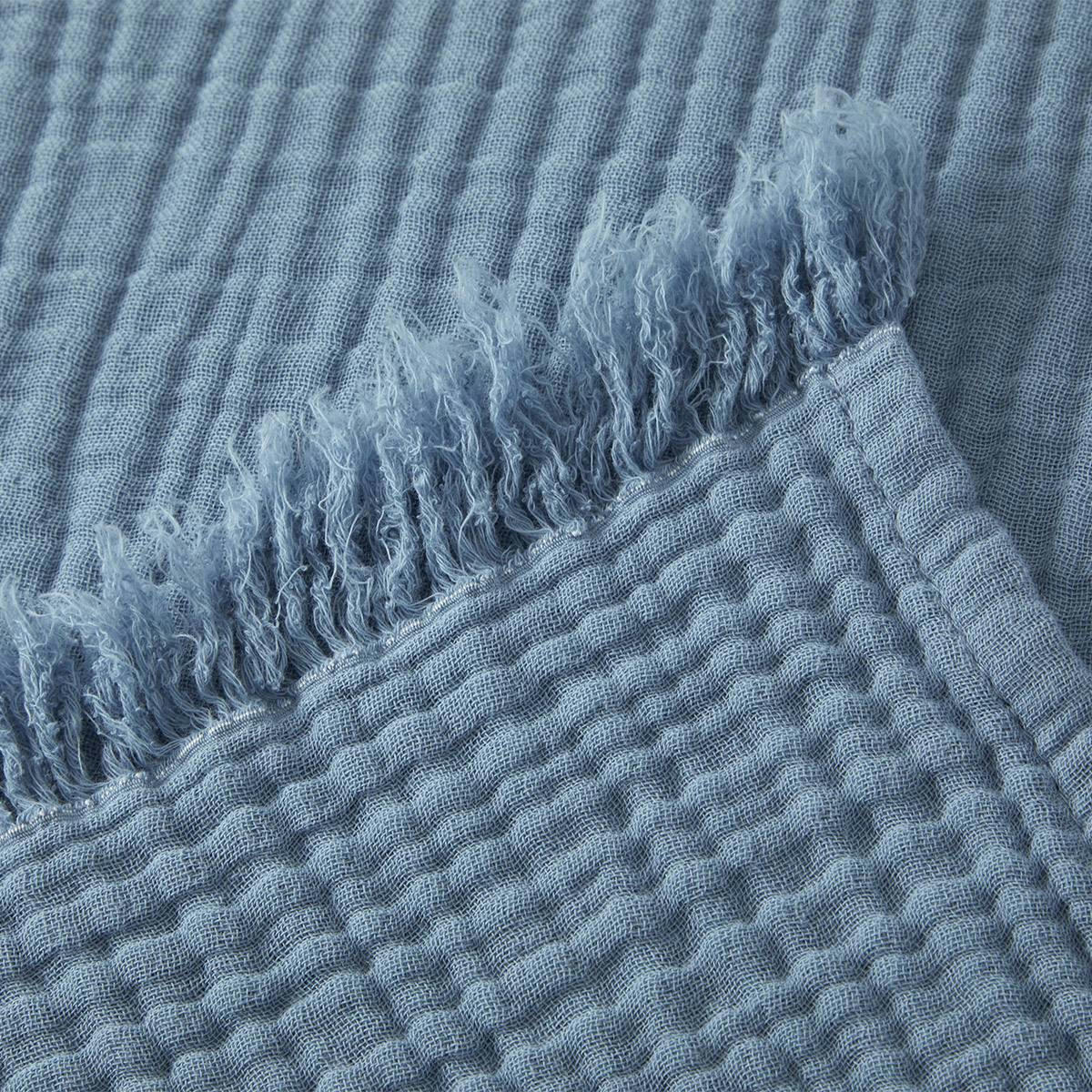 CYCLADES - Couvre lit en coton bleu 260 x 240 cm