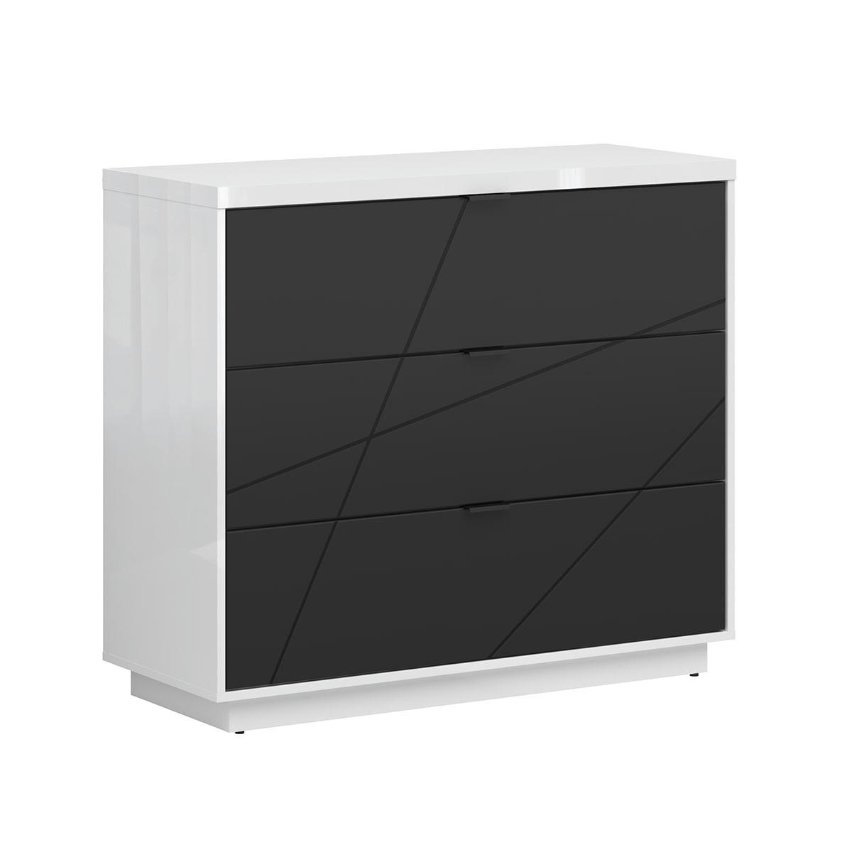 - Commode 3 tiroirs noir et blanc