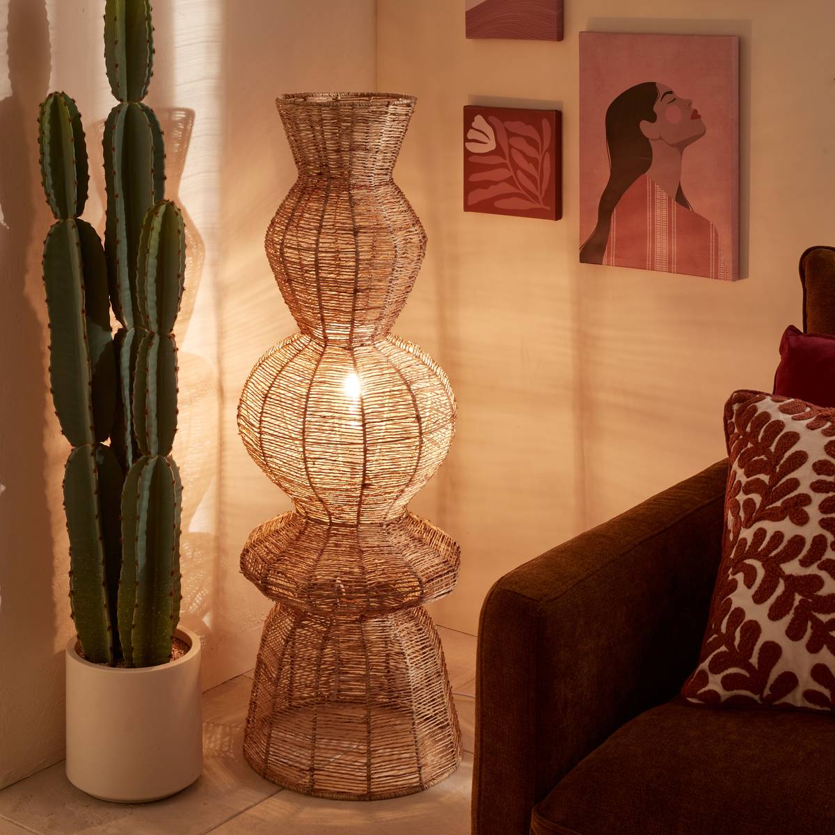 Floor Lamp "Titus" Beige, H.109 cm