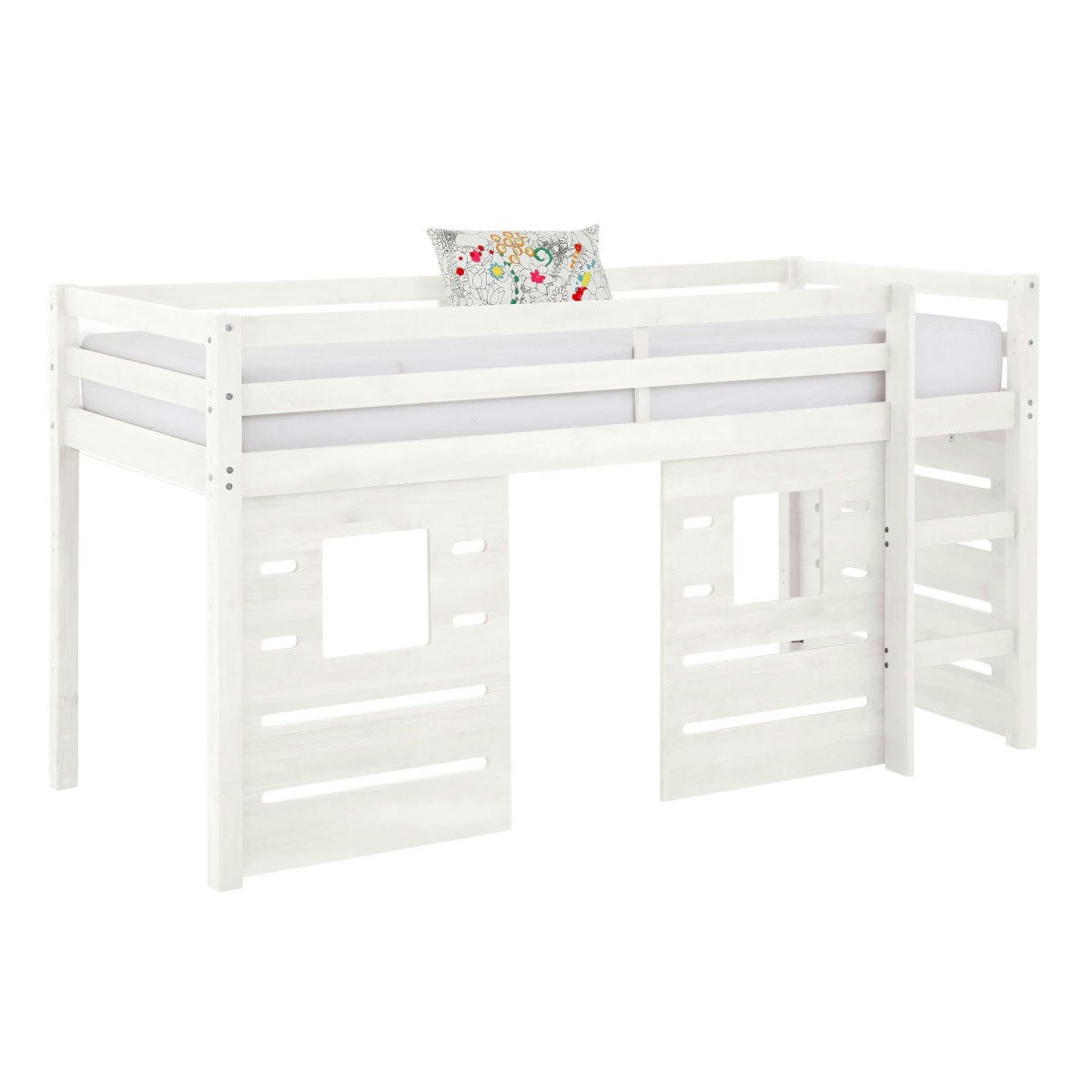 ALMA - Pack lit mi-hauteur avec matelas 90x200 cm bois massif blanc