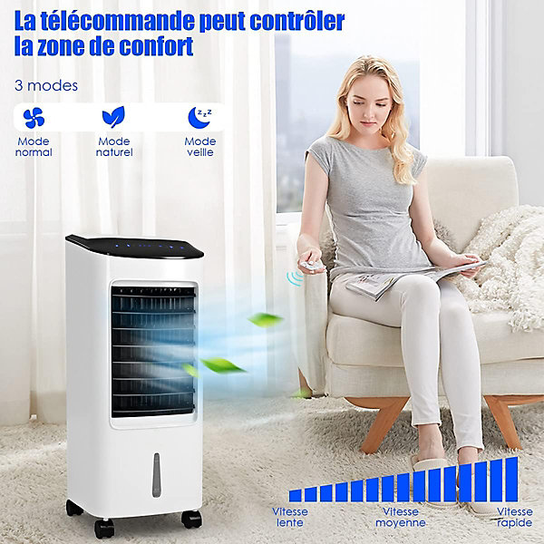7L Refroidisseur Air avec Oscillation Reglable Ventilateur Froid Mobile avec 3 Vitesses