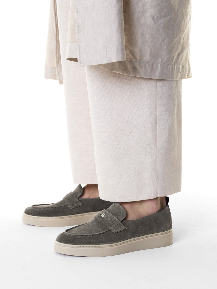 Suede sneakers with slip-on upper