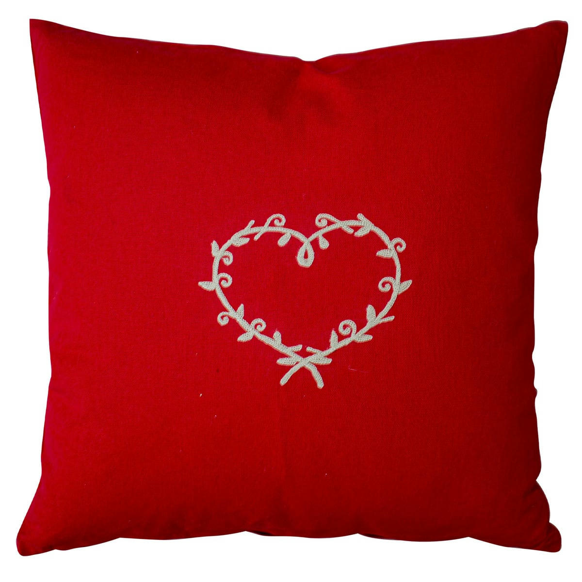 - Coussin rouge montagne avec coeur brodé - 40x40cm - Polyester - Rouge