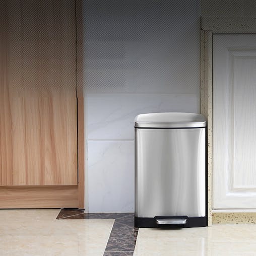 SOGA 4-Pack 12L Silver Stainless Steel Foot Pedal Trash Bin