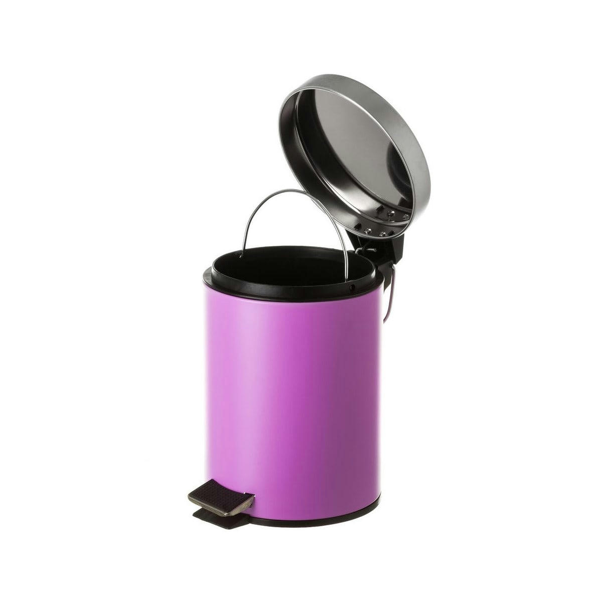 RONDE - Poubelle ronde à pédale en métal violet 3L