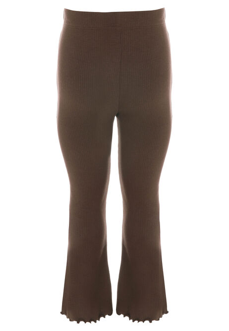 Girls Brown Plain Bootcut Leggings