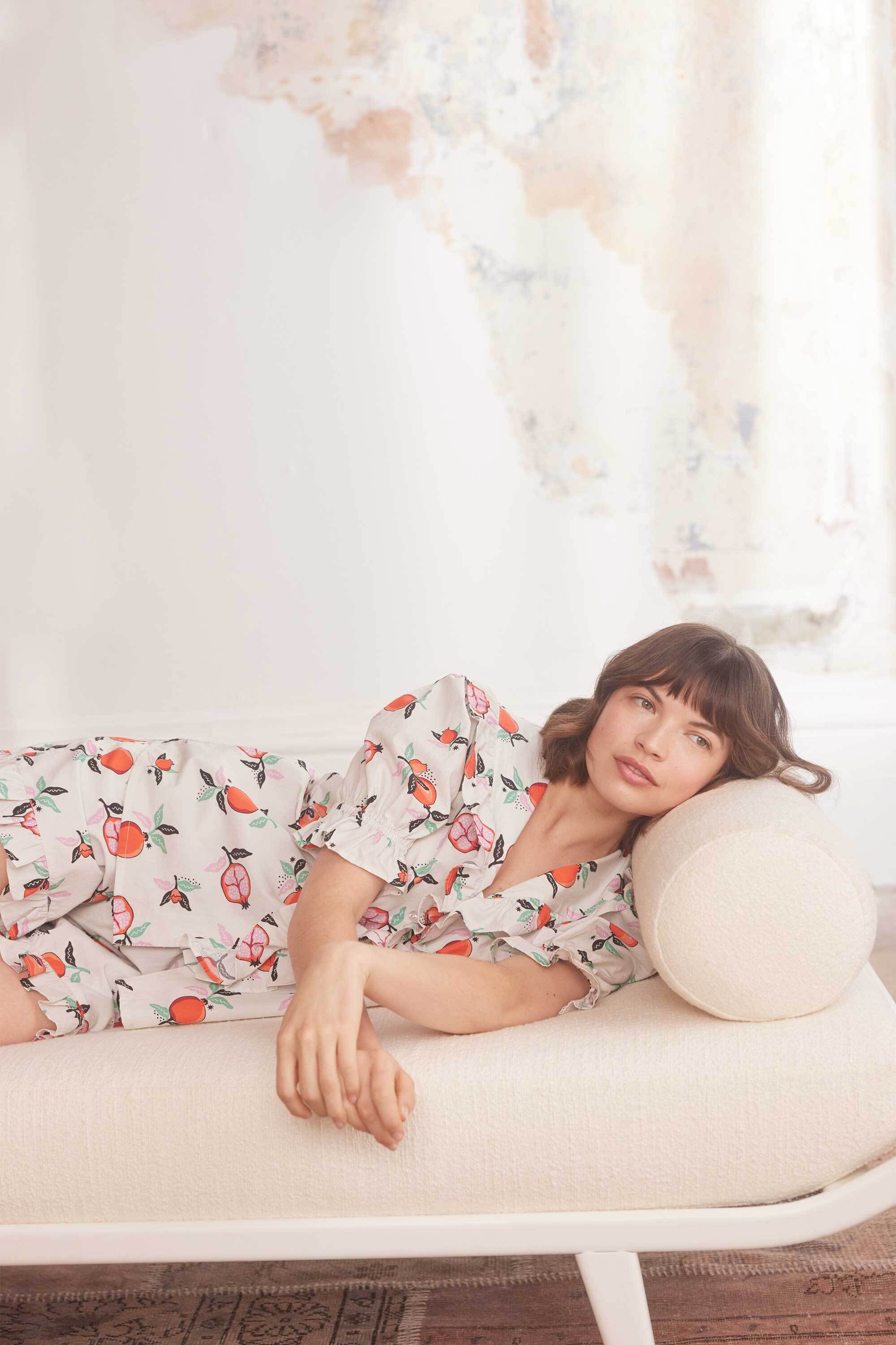 Pomegranate Ruffle Collar Short PJ Set