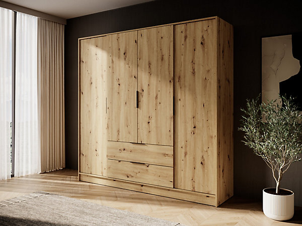 Armoire, chêne artisanal, 206 x 200 x 51 cm