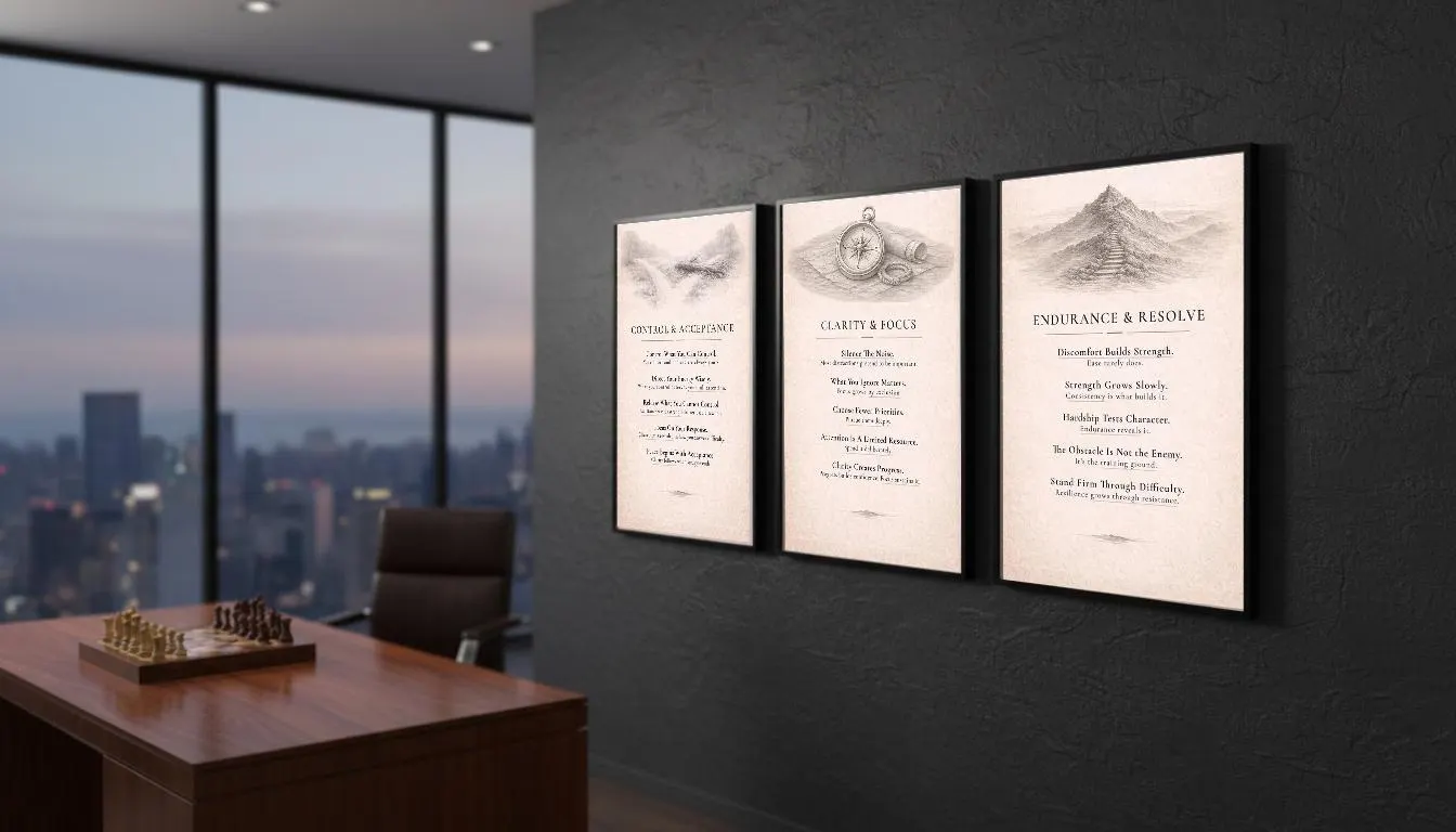 Stoic Mind Wall Art Set, Philosophy Prints, Minimalist Office Decor, Masculine Canvas