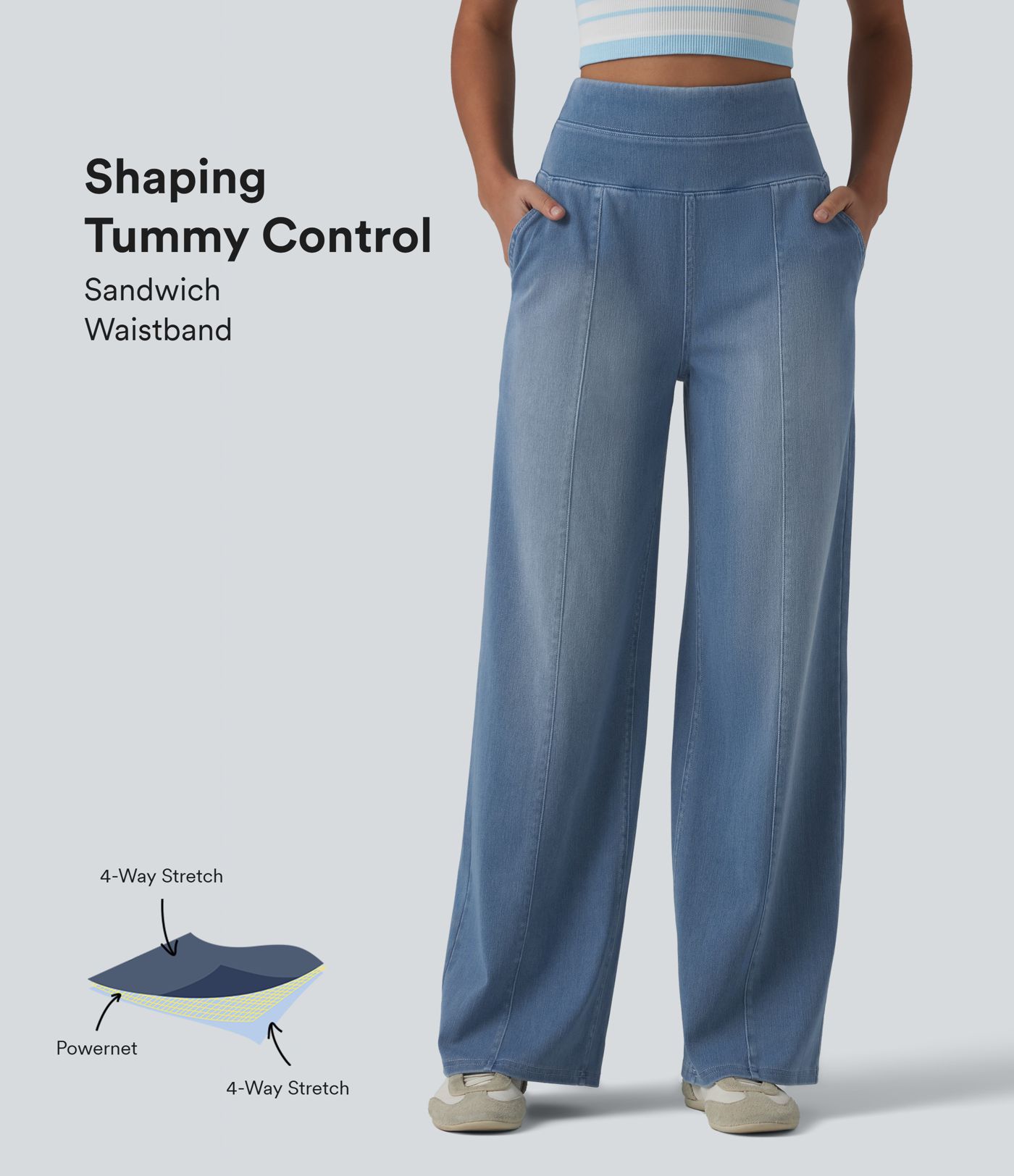 Halara Flex™ Jean large décontracté taille haute ventre plat avec poches