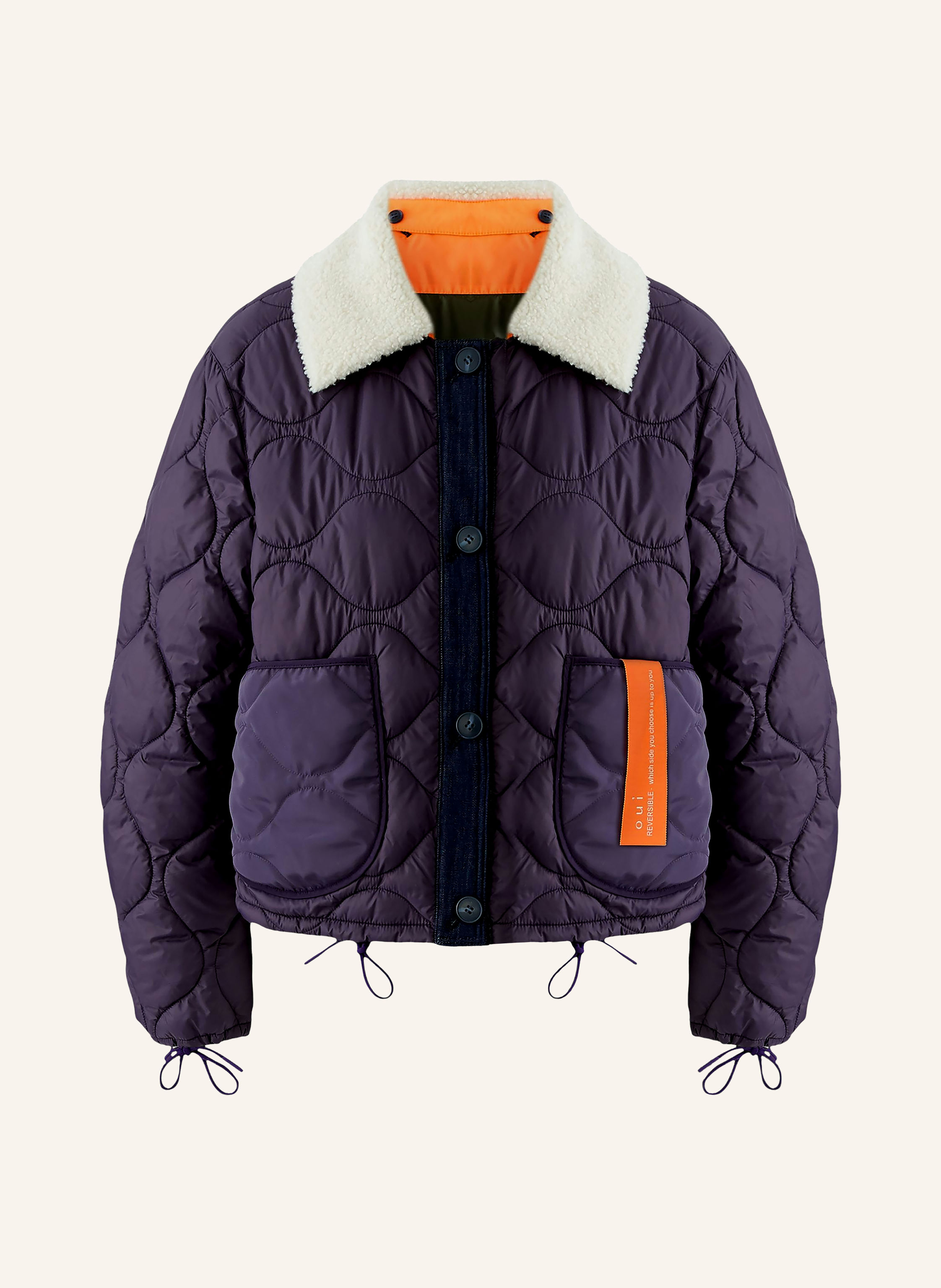 Oui Steppjacke zum Wenden mit abnehmbarem Kunstfell