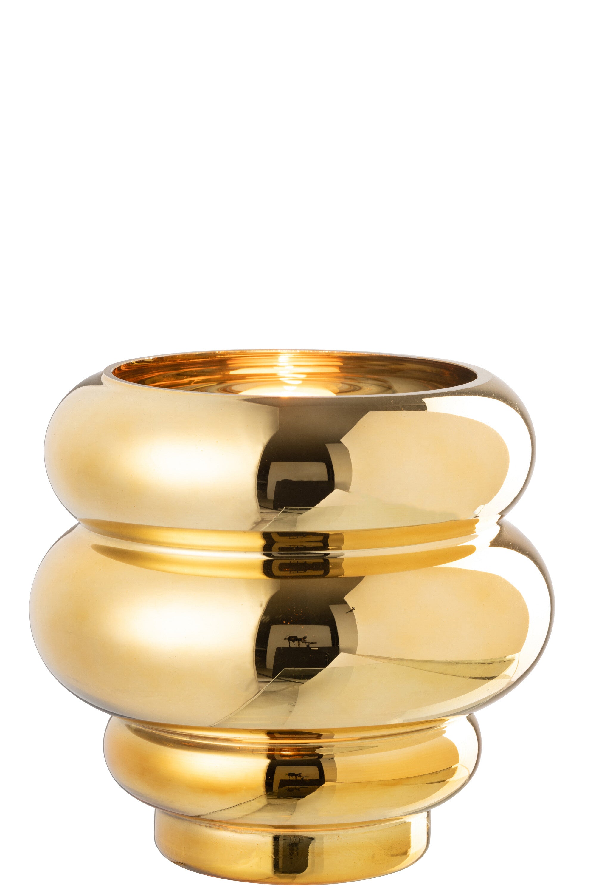 J-Line theelichthouder/vaas Cléa - glas - goud - Ø 20 cm