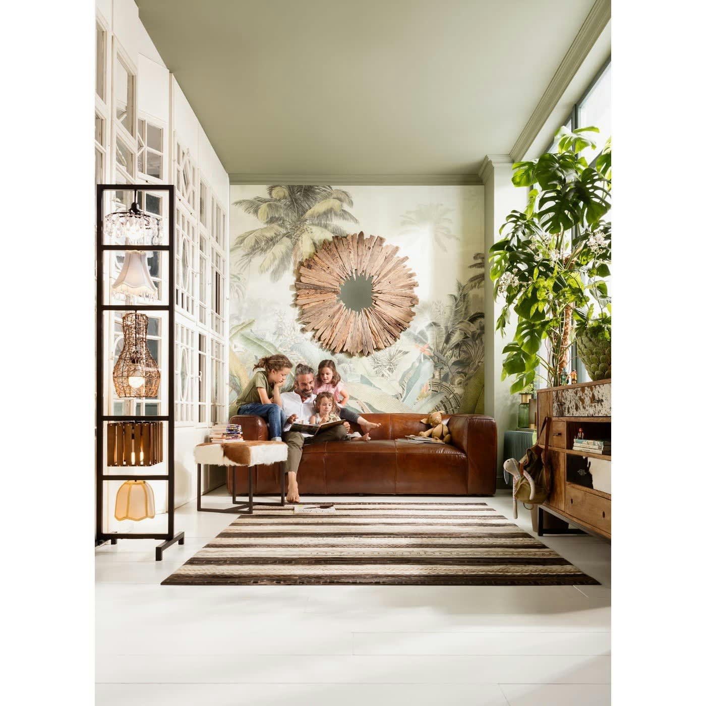 BASTIDON - Miroir rond en bois recyclé D120