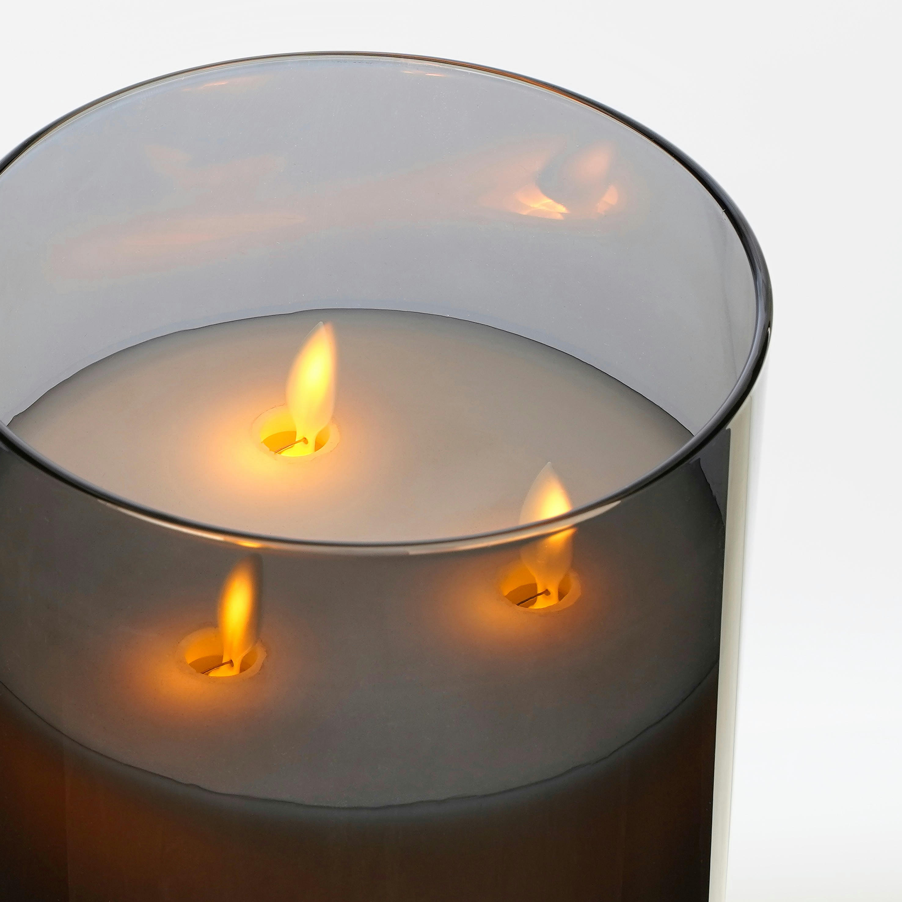 - Bougie led en verre et cire gris H20