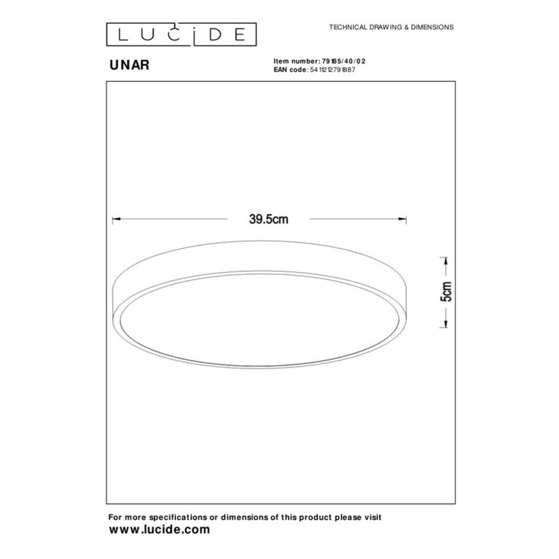 Plafonnier LED Unar or Ø 39,5 cm 24 W LUCIDE