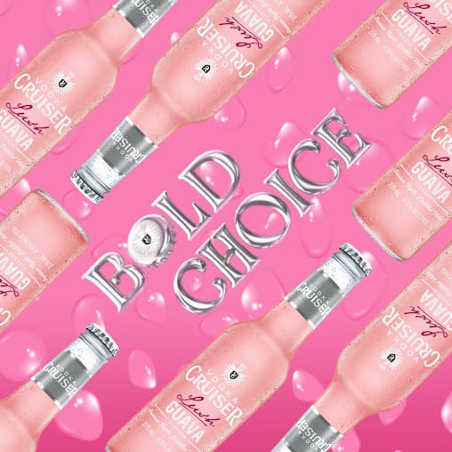 Vodka Cruiser Lush Guava, Refreshing Flavoured Pre-Mixed Vodka Drink, 4.6% ABV, 275mL (Case of 24 Bottles)