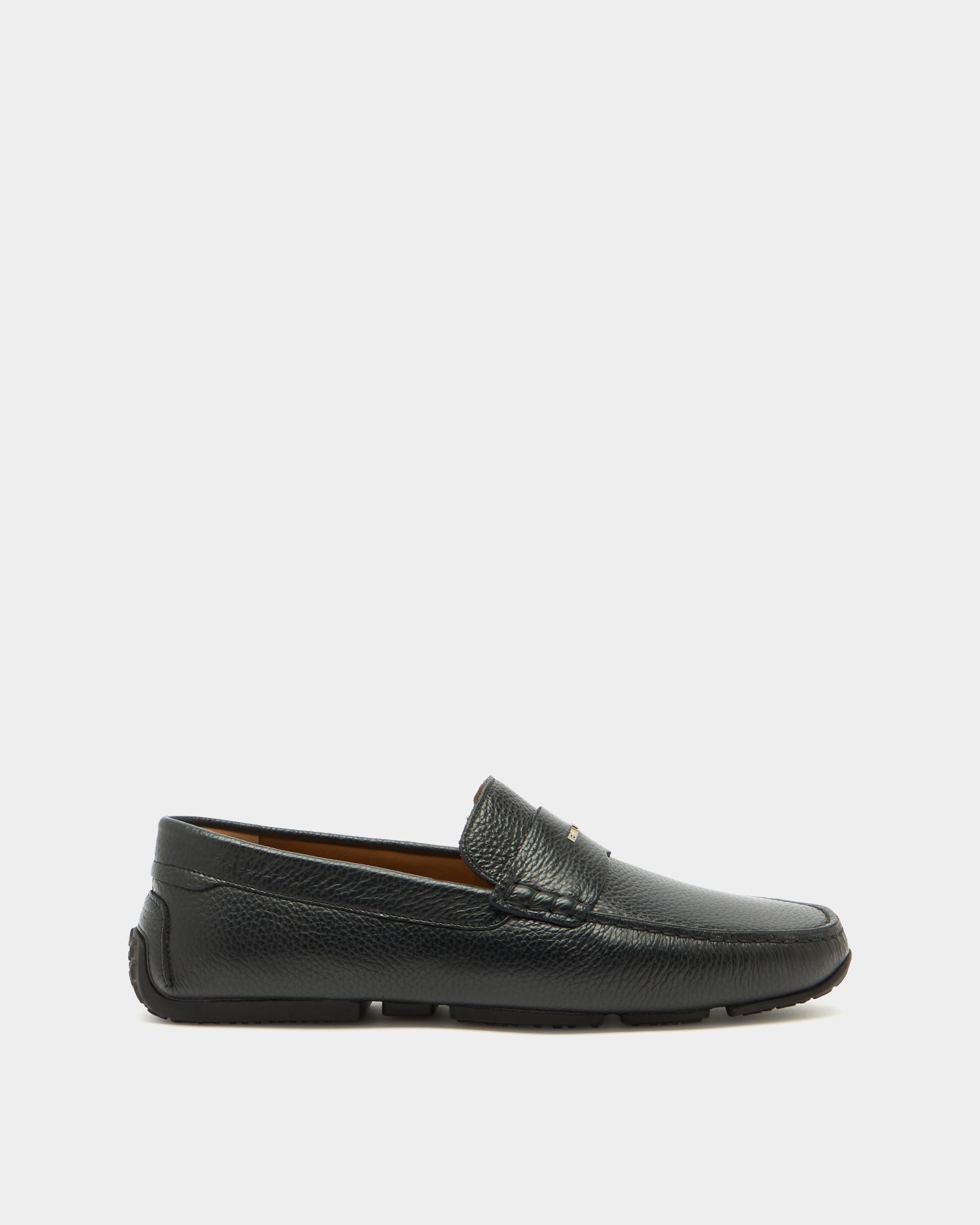 Pilot Driver-Schuhe aus genarbtem Leder in Schwarz