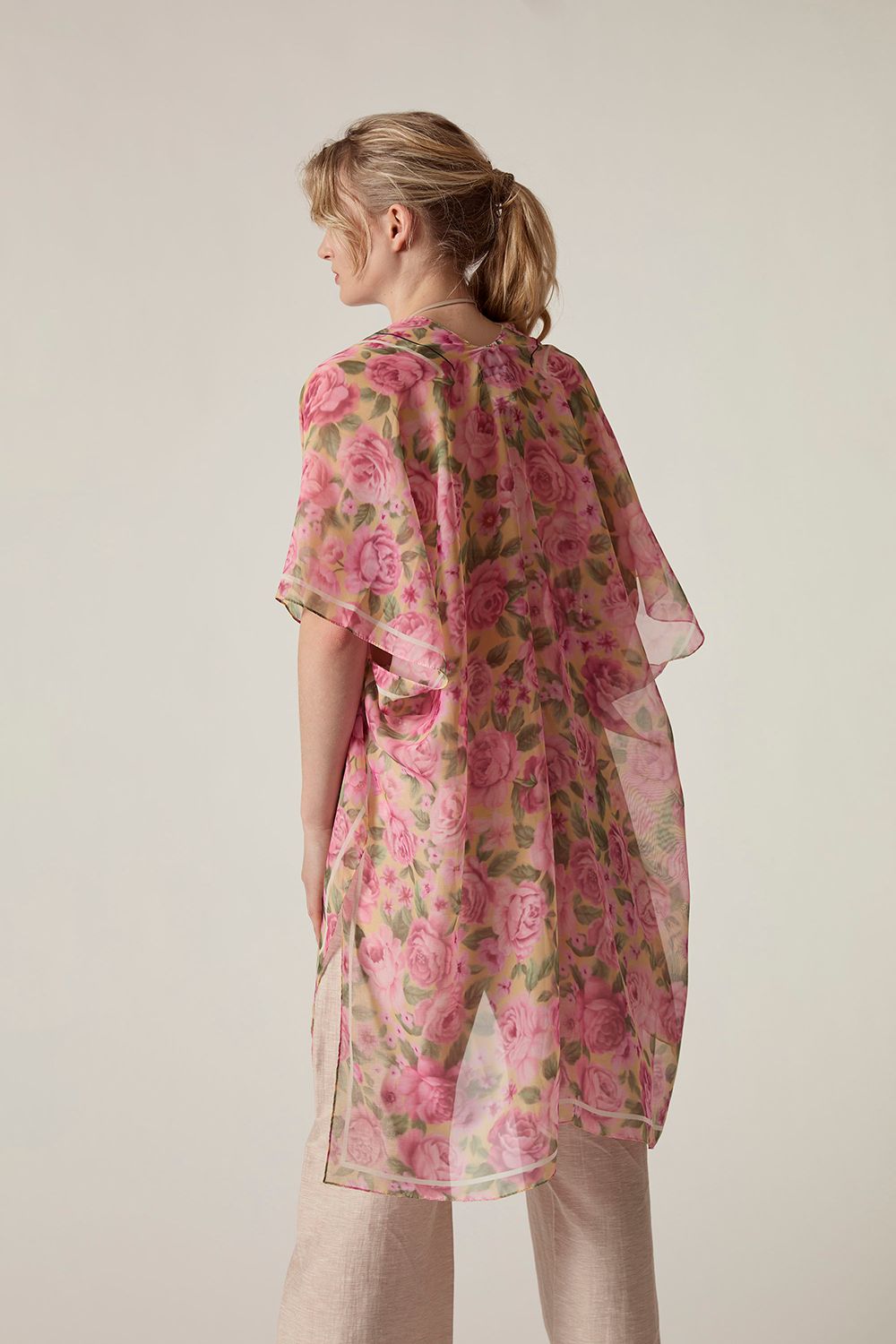 James Lakeland Pink Rose Print Kaftan
