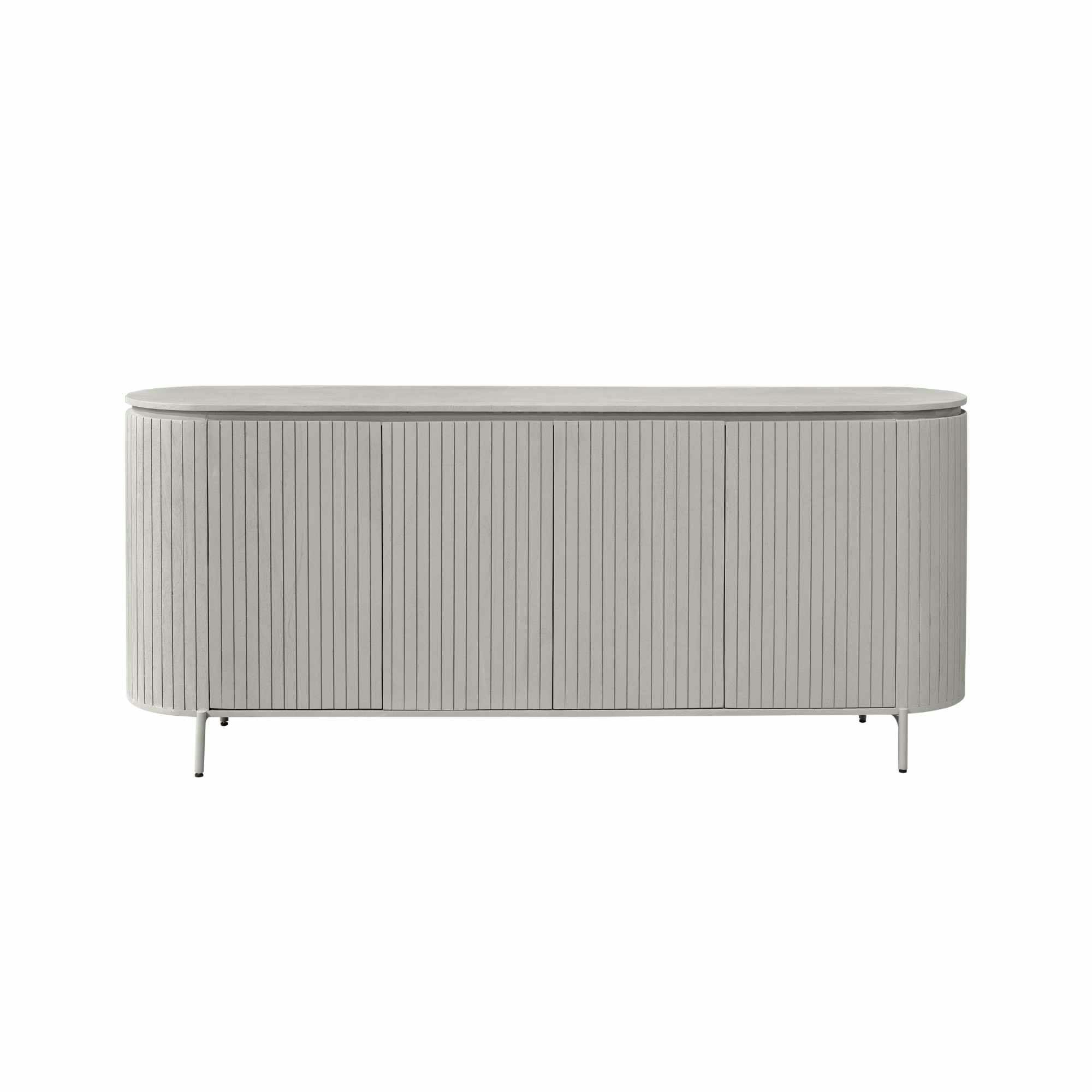 Buffet en bois gris rainuré ovale 4 portes CALERO