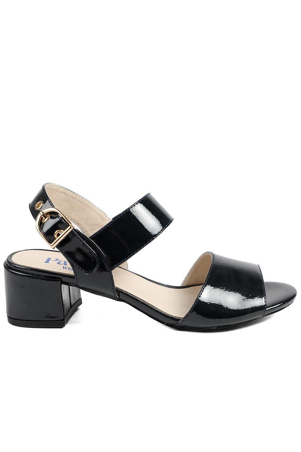 Pavers Wide Fit Smart Block Heel Buckle Fasten Sandals