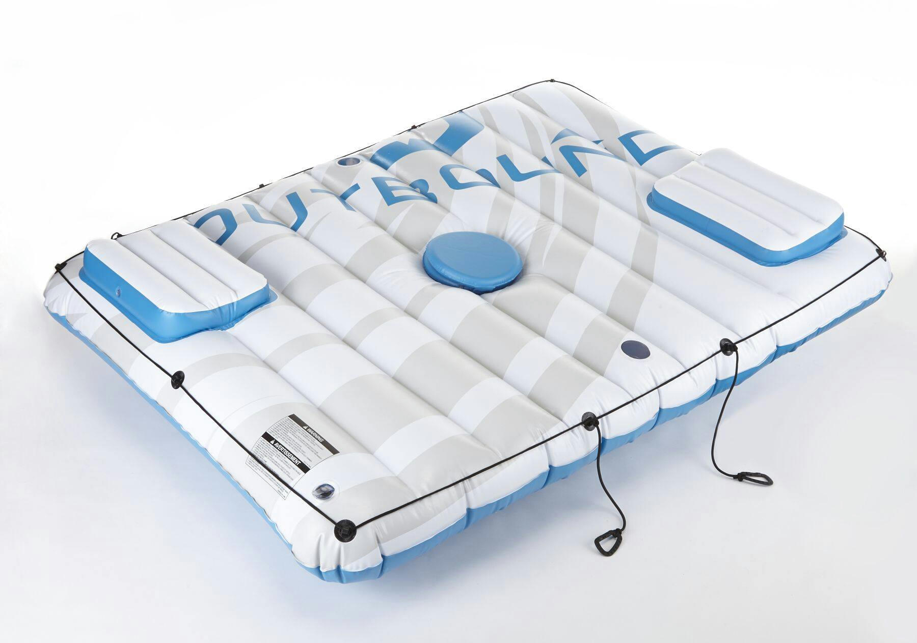 Outbound Inflatable Floating River/Lake Connectable Multiple-Person Party Raft w/Cooler, White/Blue