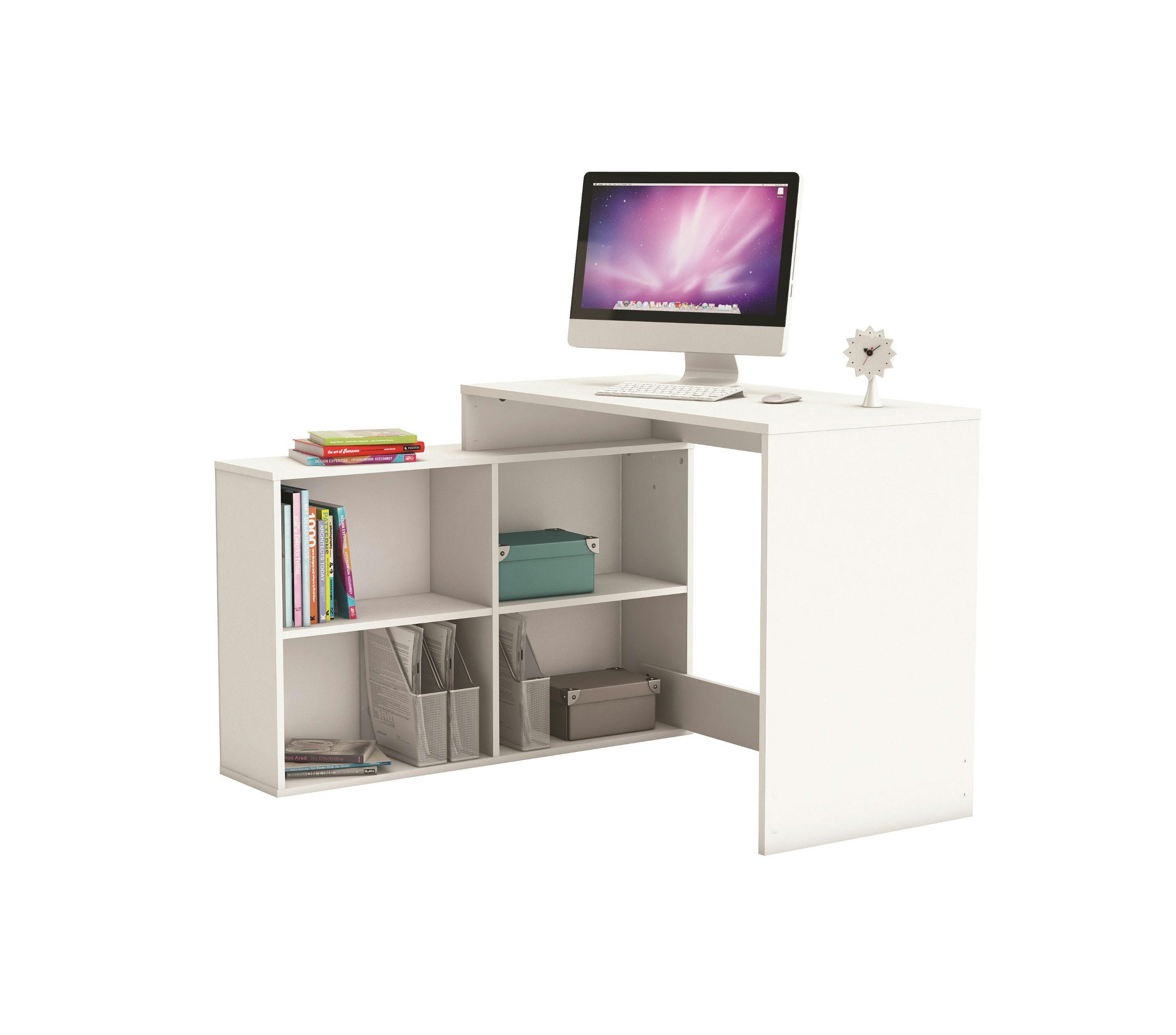 - Bureau d'angle blanc perle