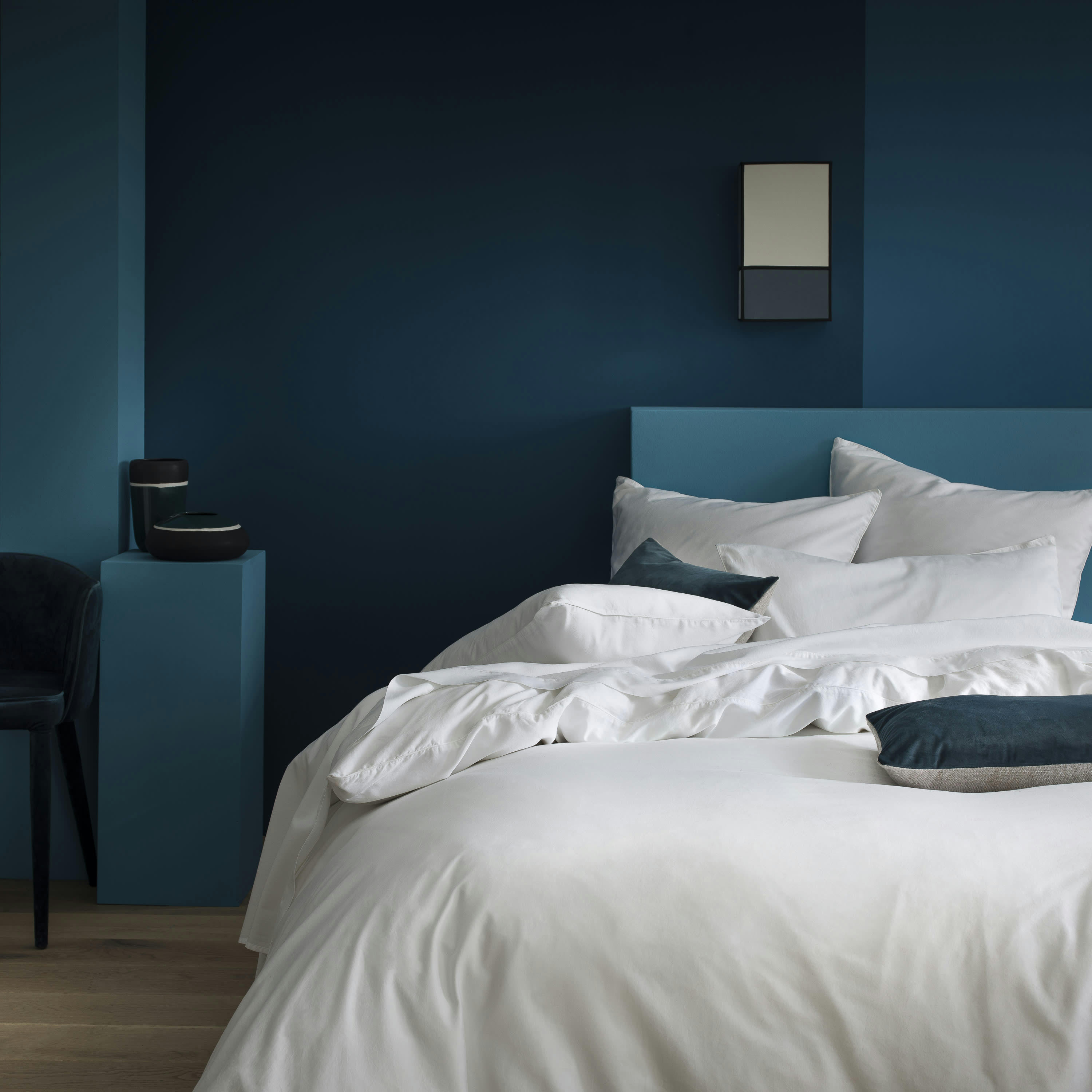 NUIT SATINÉE - Housse de couette en satin lavé  260x240cm Blanc