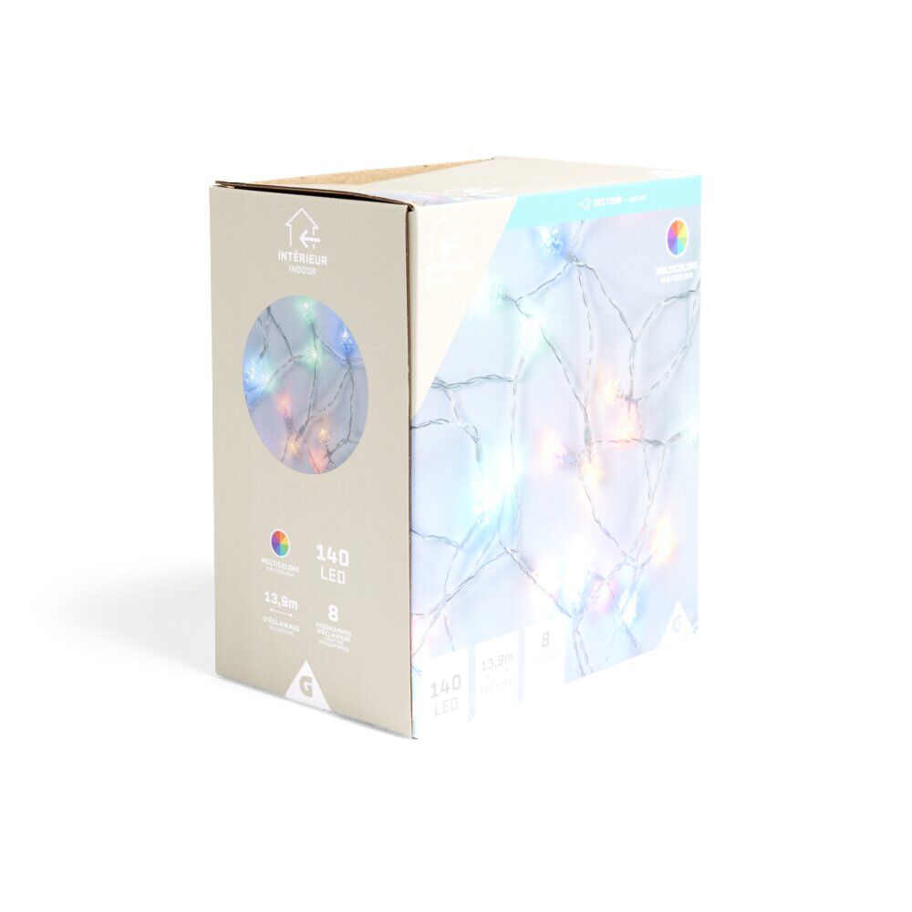 Guirlande lumineuse diamant 140LED multicolores 13,9m