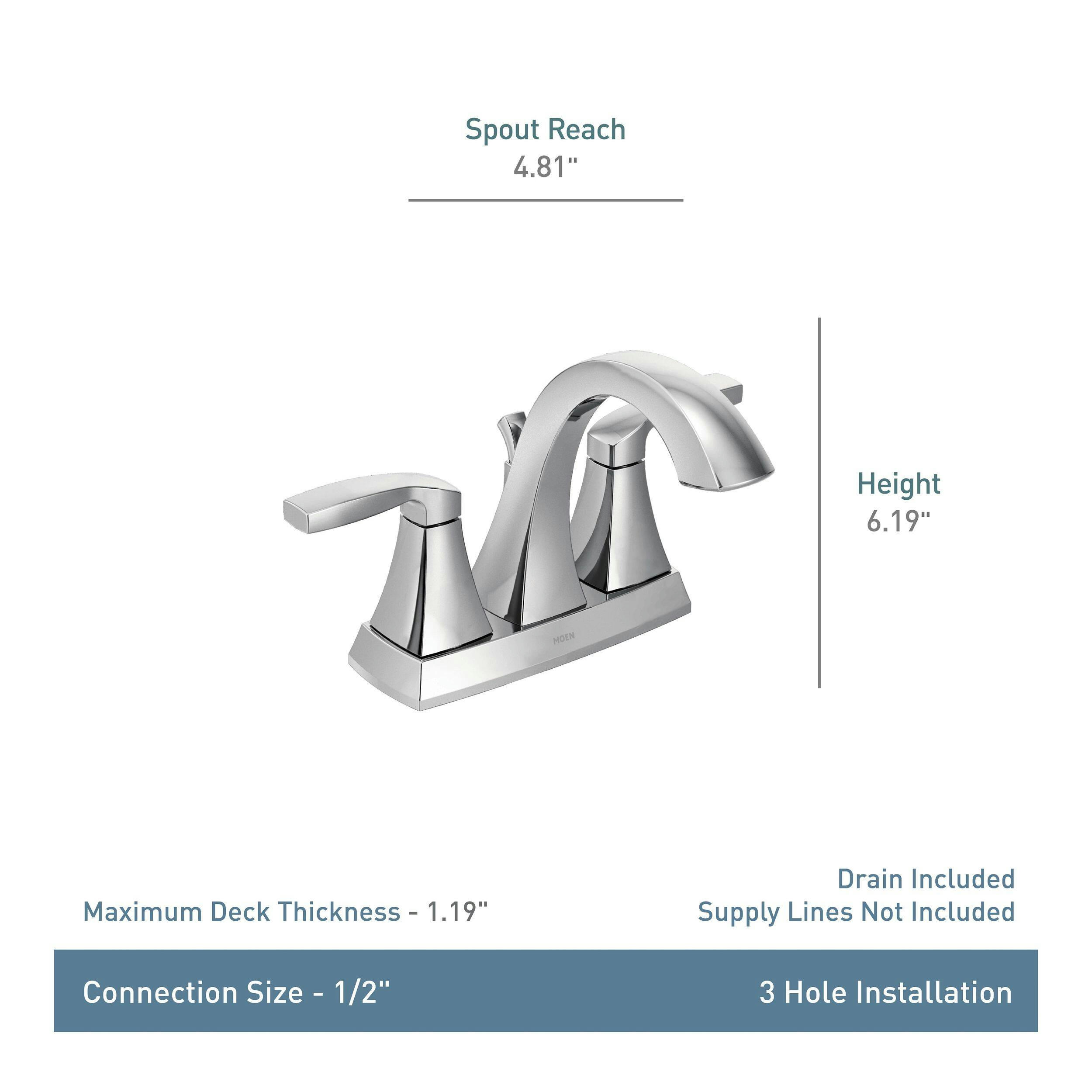 Moen® Voss Double Handle 4-in Centerset Bathroom Sink Faucet, WaterSense® Certified, Brushed Gold