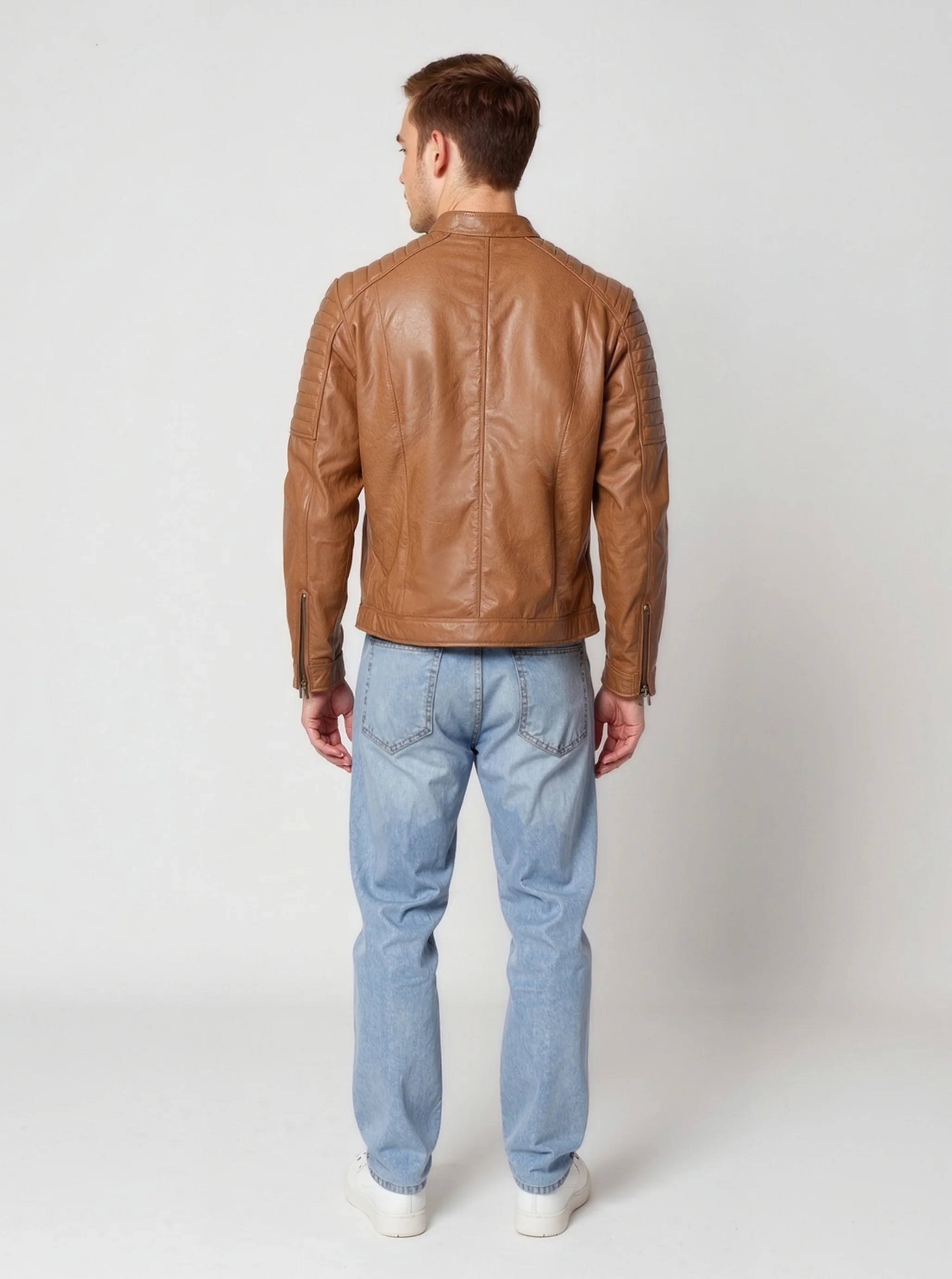 Veste vintage cognac en cuir FELIX