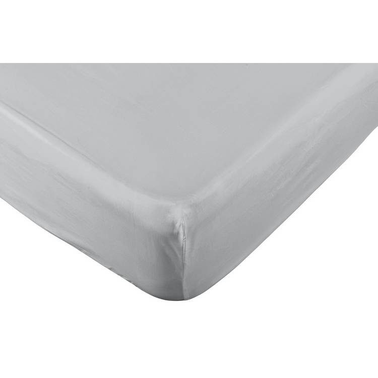 Habitat Pure Cotton 200TC Grey Fitted Sheet - Single