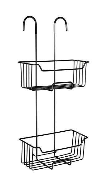 Etagère de douche à suspendre en acier inoxydable noir, l.25 x H.55 x P.14 cm, Wenko Milo