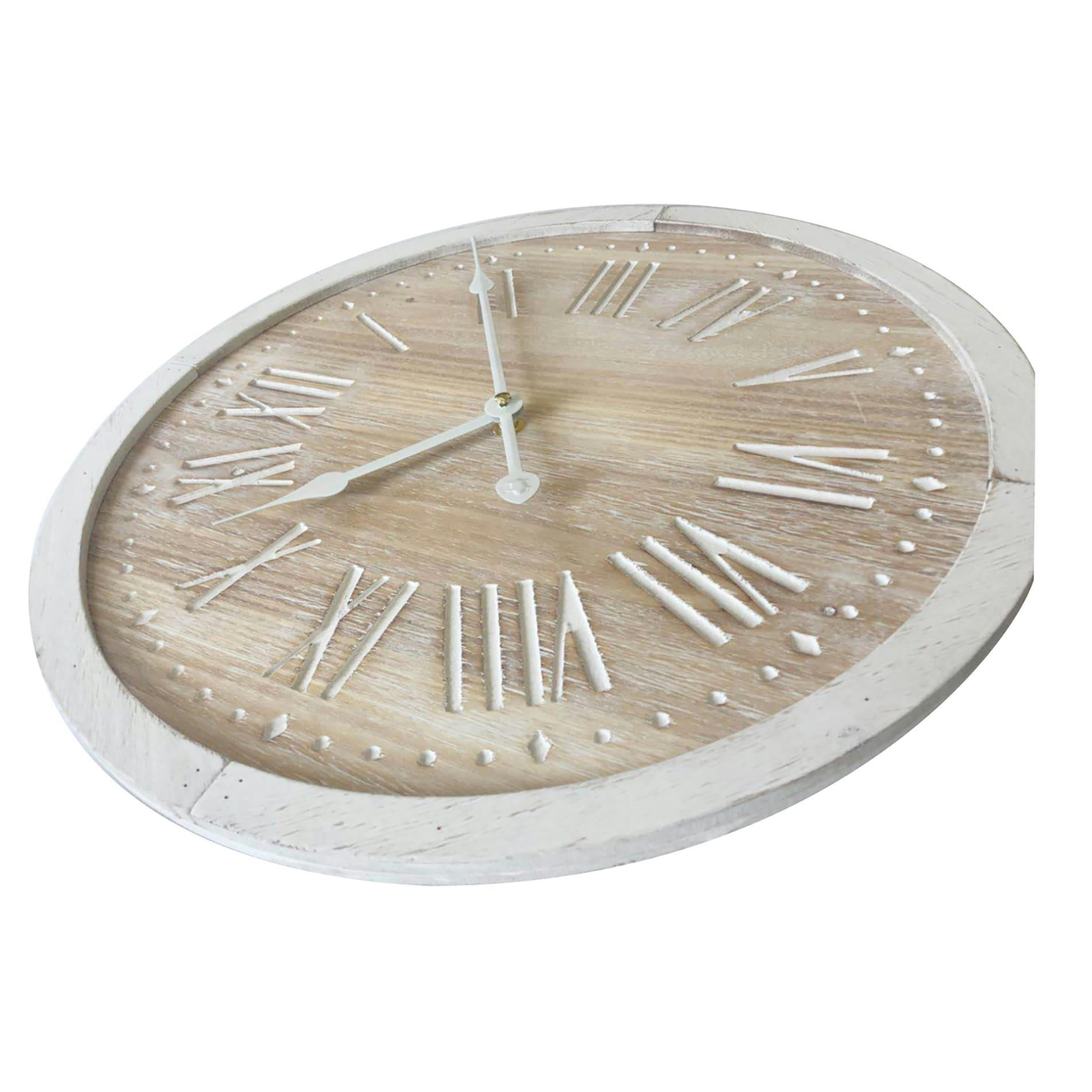 - Horloge murale à chiffres romains effet bois blanc et marron ø 40 cm