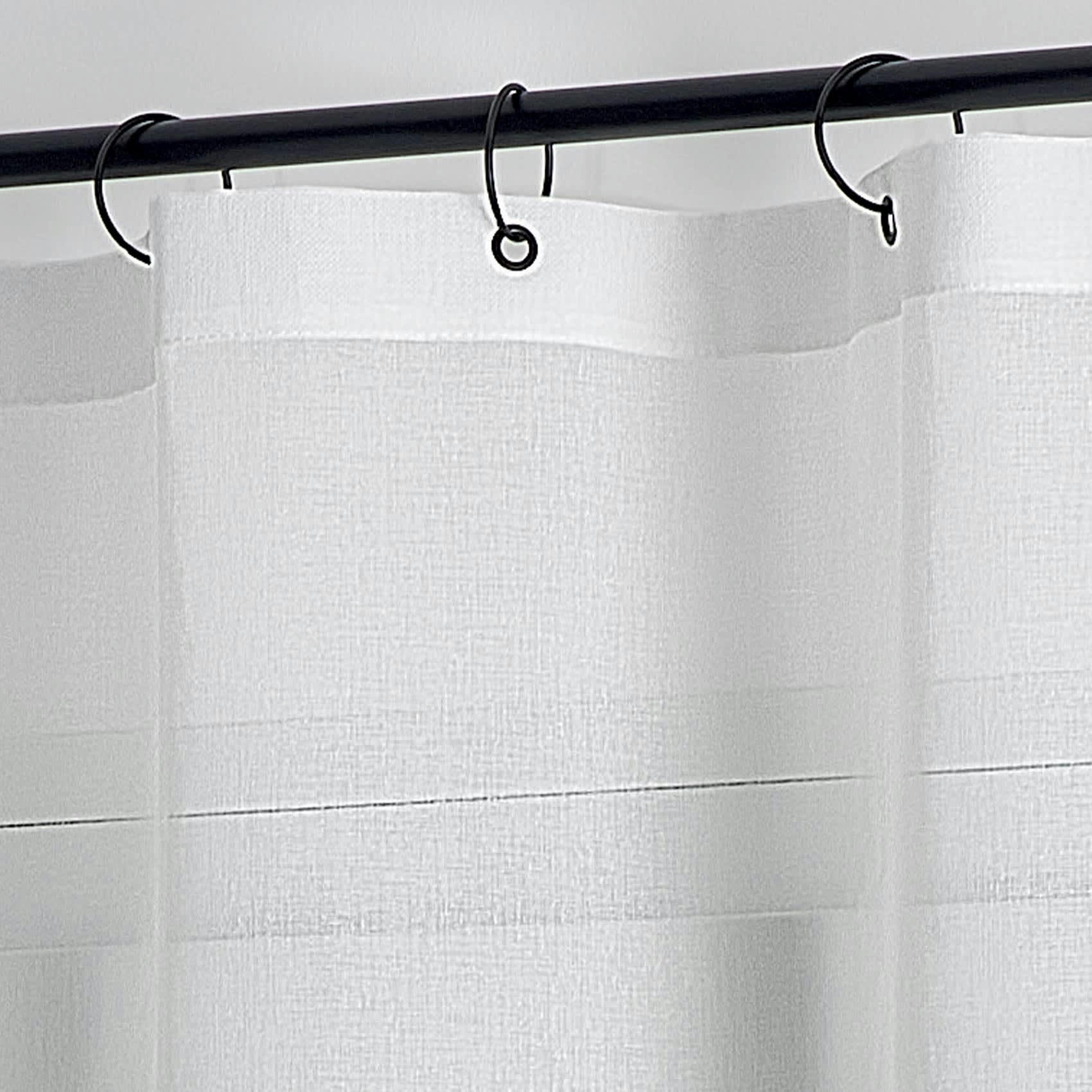 - Voilage à anneaux noirs amovibles polyester blanc 290x240 cm