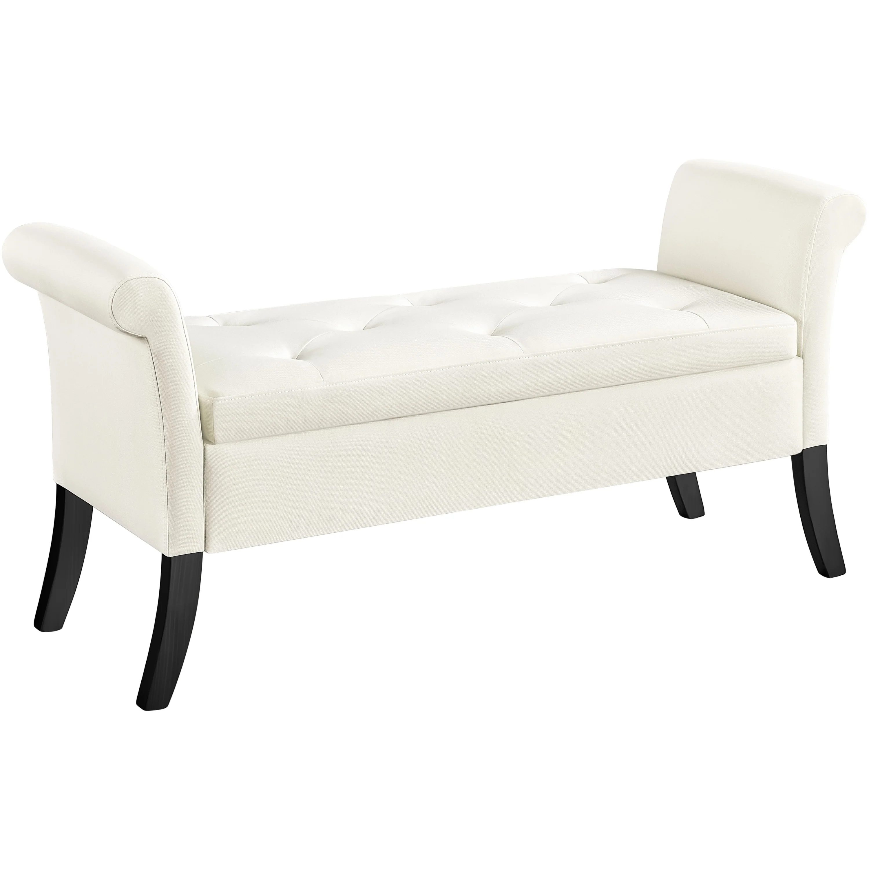 Yaheetech Modern Fabric Tufted Storage Bench with Cushioned Ottoman