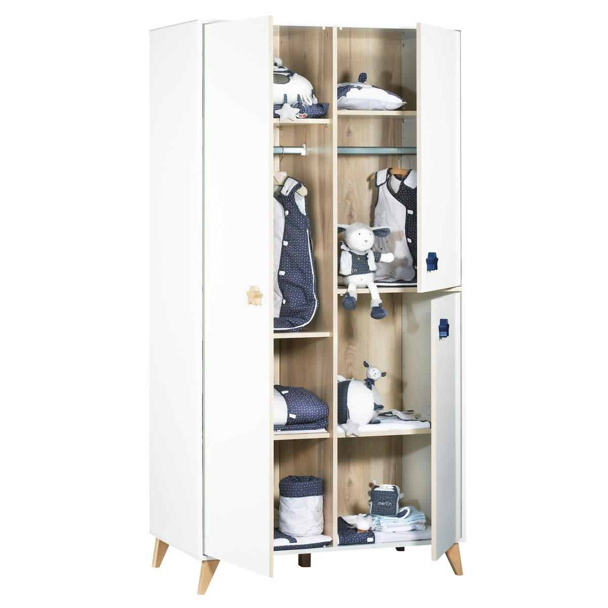 OSLO - Armoire 3 portes bébé boutons étoile