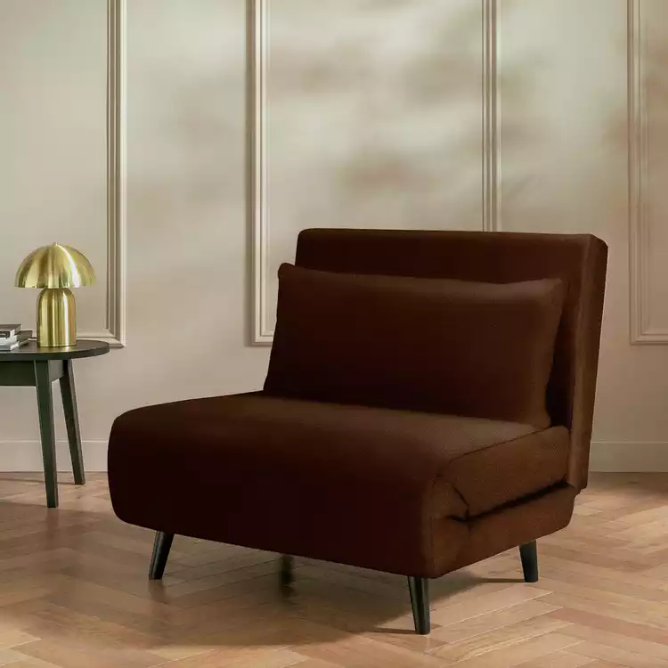 Habitat Roma Single Velvet Chairbed - Chocolate