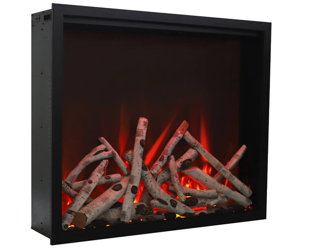 Amantii Smart 48&rdquo; Fireplace &ndash; includes a steel trim, glass inlay, 20 piece log set with remote and cord