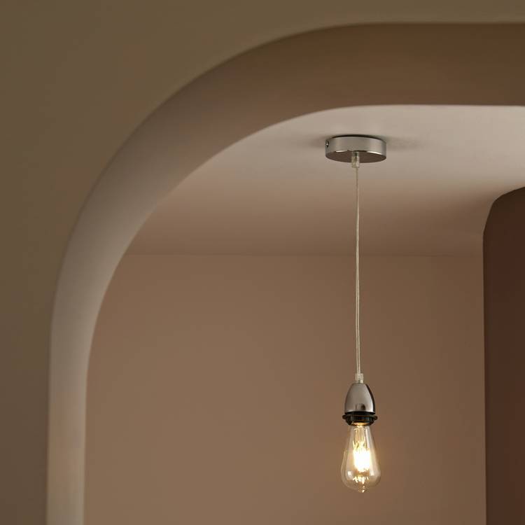 Habitat Metal Pendant Light - Polished Chrome