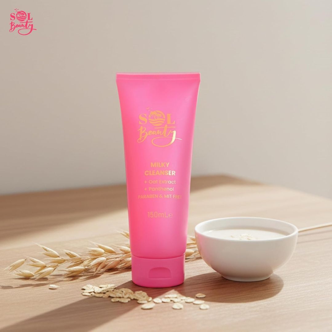 SOL Beauty Milky Face Cleanser Gentle Wash Hydrating Facial Oat Extract 150ml